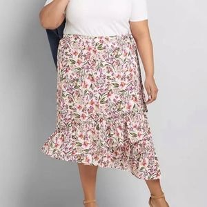 NWT Lane Bryant Floral Faux-Wrap Skirt